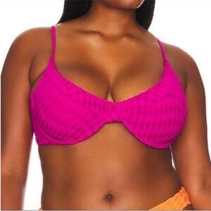 New Good American Jacquard Demi Cup Bikini TOP in Hawaiian Pink Size 4 (XL)